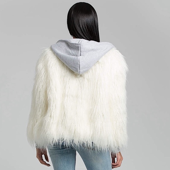 *NEW* Shaggy Faux Fur Coat With Built-In Hoodie - Picture 2 of 7